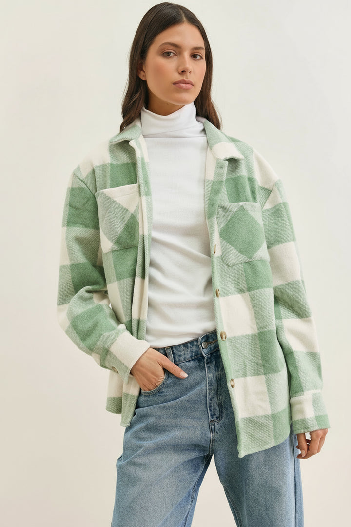 ג'קט משובץ טומי בשילוב כפתורים | ירוק/לבן