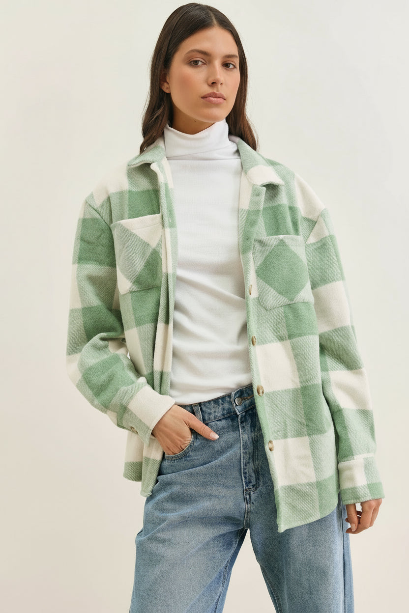 ג'קט משובץ טומי בשילוב כפתורים | ירוק/לבן