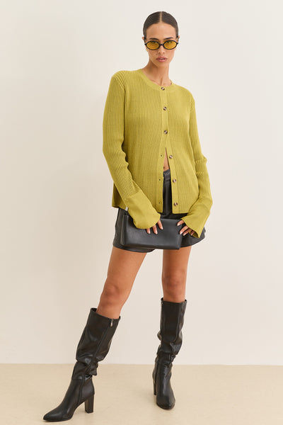 סריג כפתורים ליאנה שרוולים רחבים | ירוק