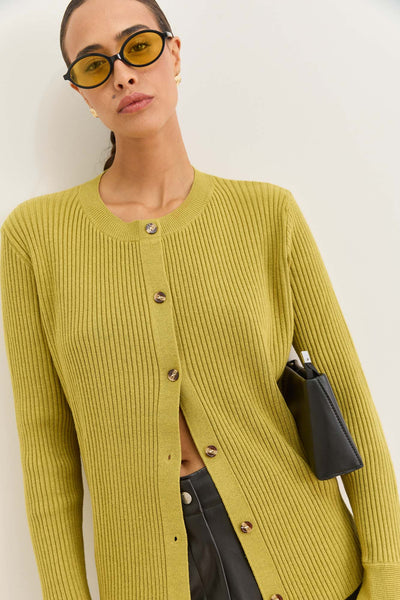 סריג כפתורים ליאנה שרוולים רחבים | ירוק