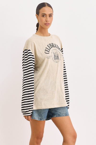 טוניקת פיליפה פרינט שרוולי פסים | אבן