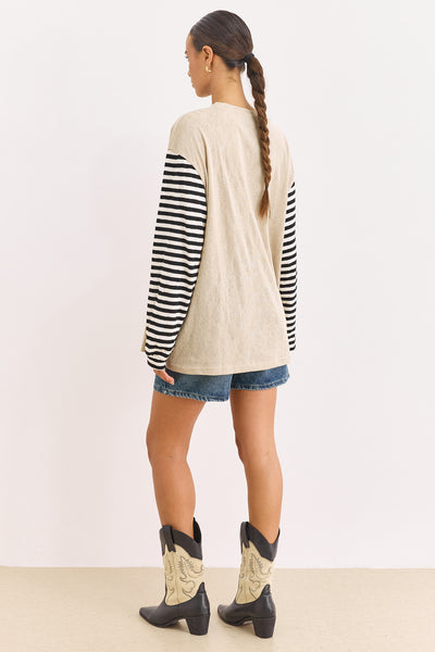 טוניקת פיליפה פרינט שרוולי פסים | אבן