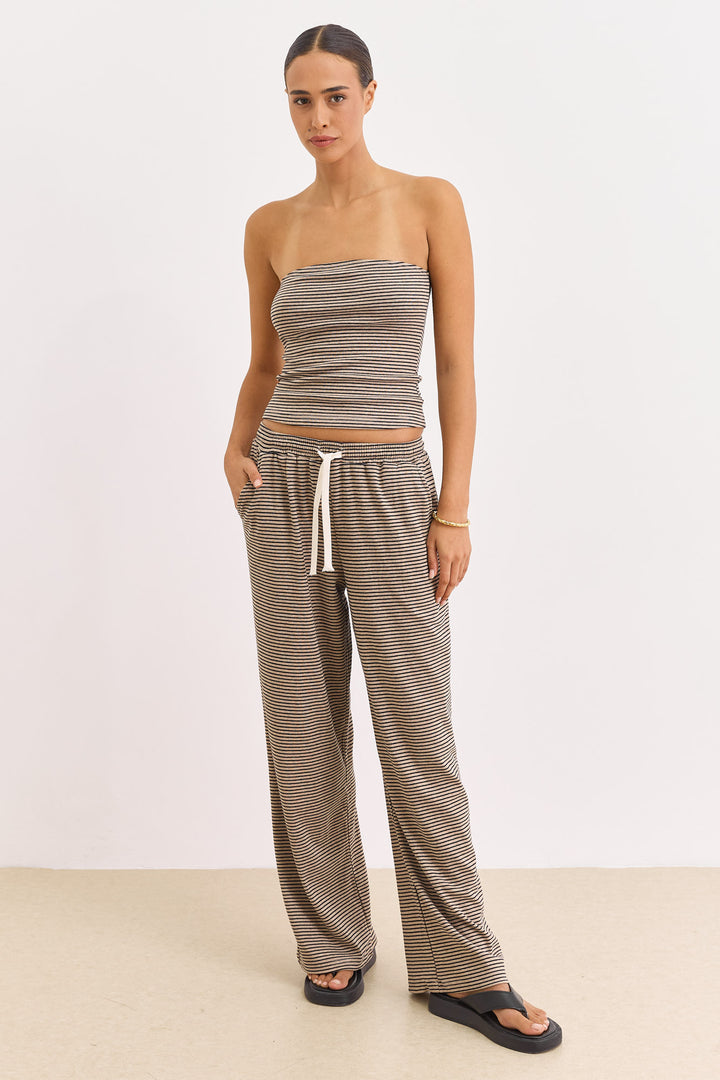 מכנסי ולנטין סטרייפס גזרה ישרה | מוקה/נייבי