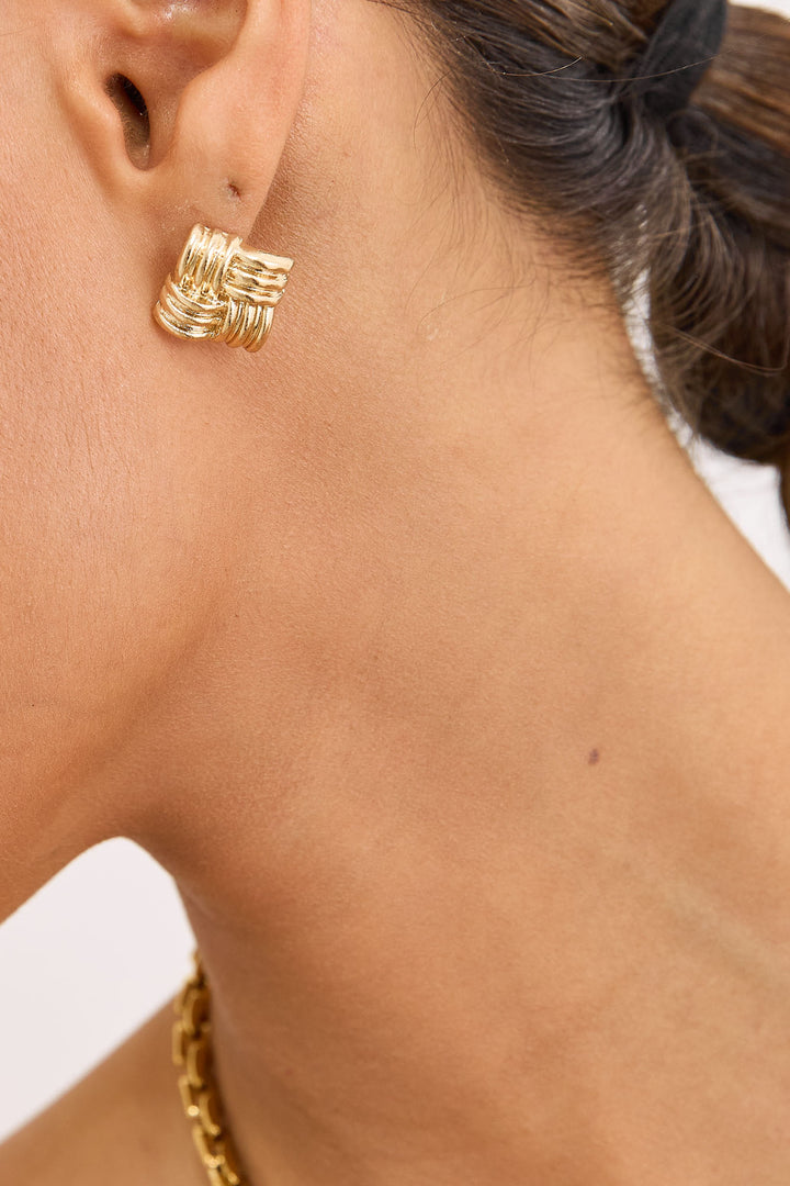 עגילי מקס מרובעים | זהב