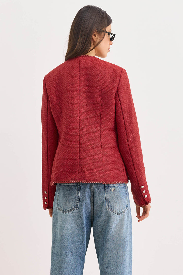 ג'קט קייטלין בד טוויד עם כיסים | אדום