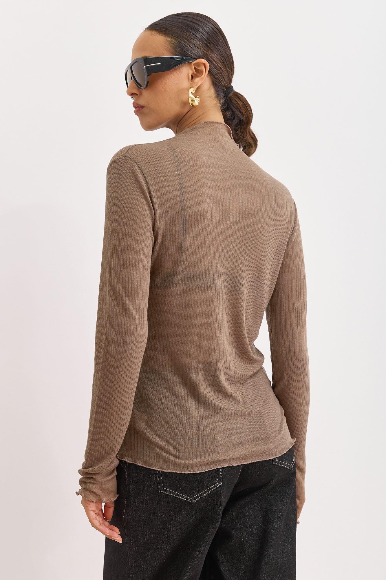 חולצת גולף סלסט בד שקפקף | חום