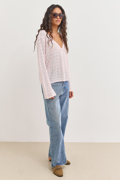 קרדיגן סריג טרייסי דוגמת לבבות | ורוד בהיר