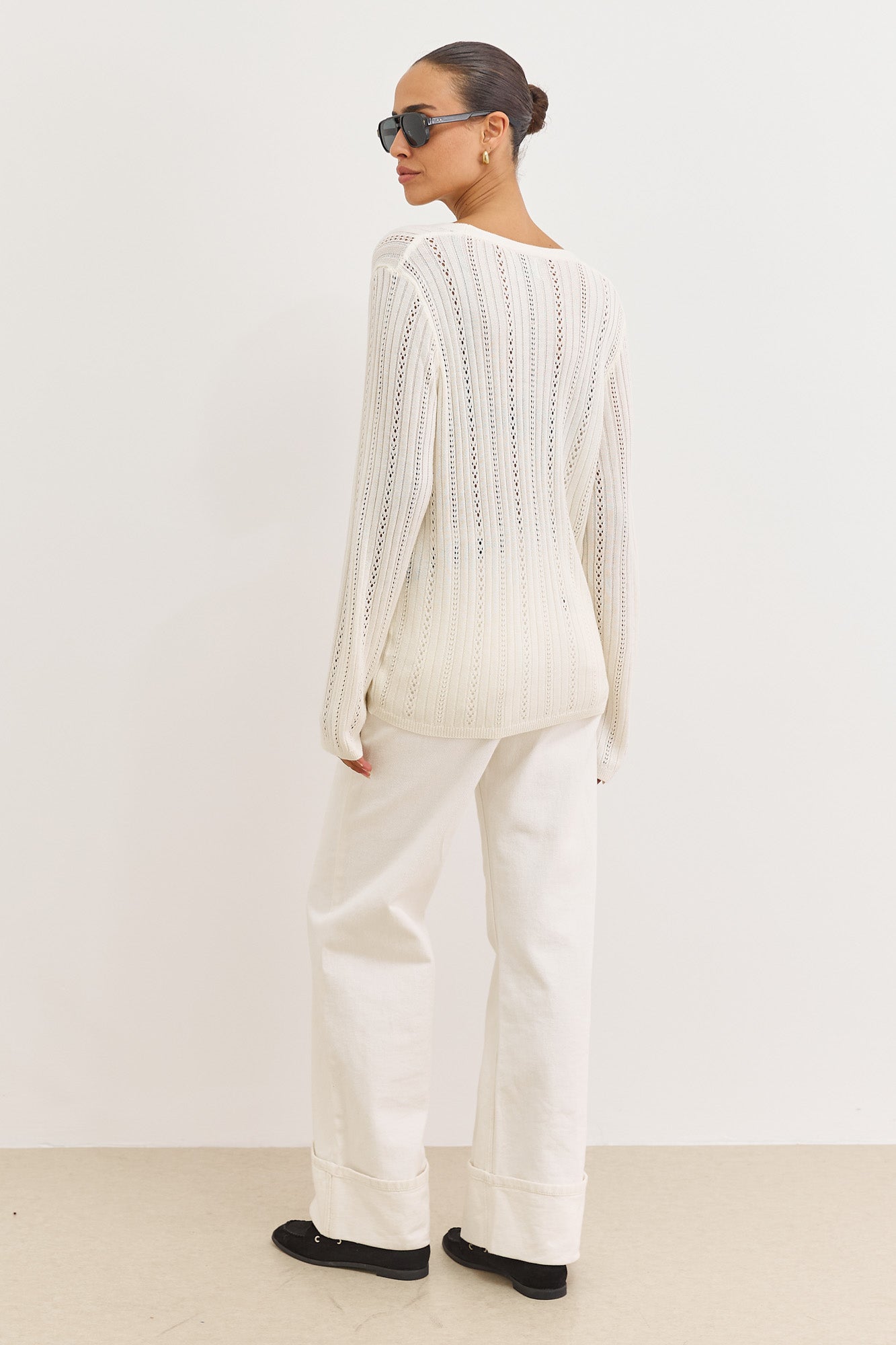 קרדיגן סריג מחורר לואיזה | שמנת