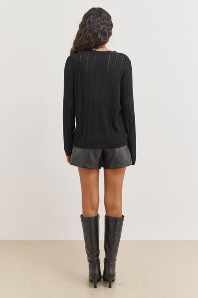 קרדיגן סריג מחורר לואיזה | שחור