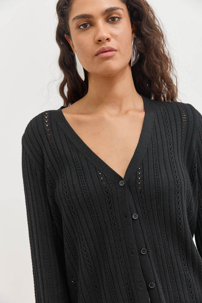 קרדיגן סריג מחורר לואיזה | שחור