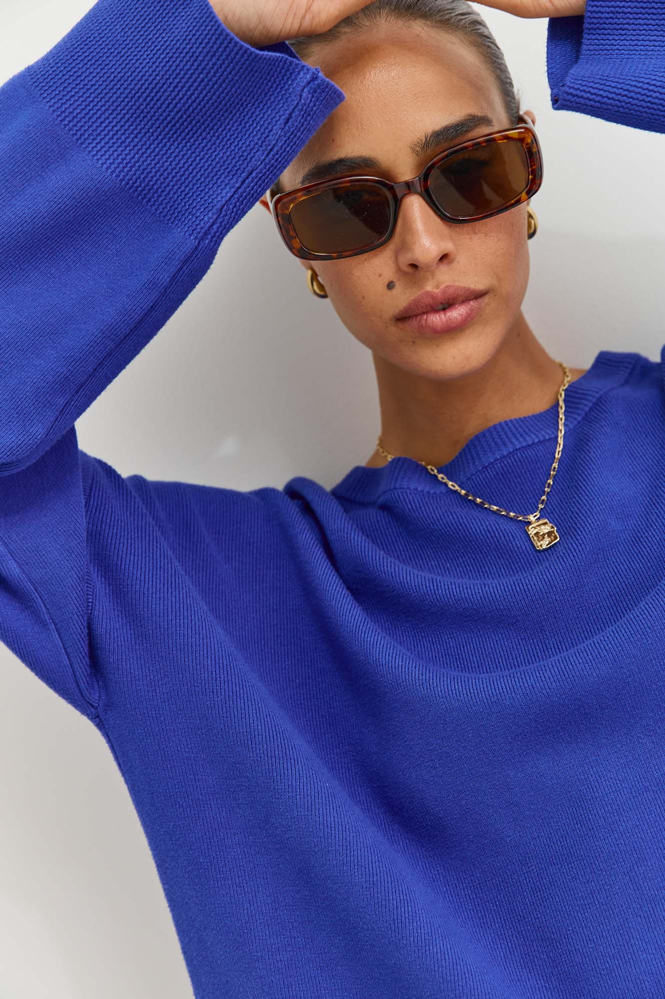 חולצת סריג טוקיו צווארון ניקי | כחול