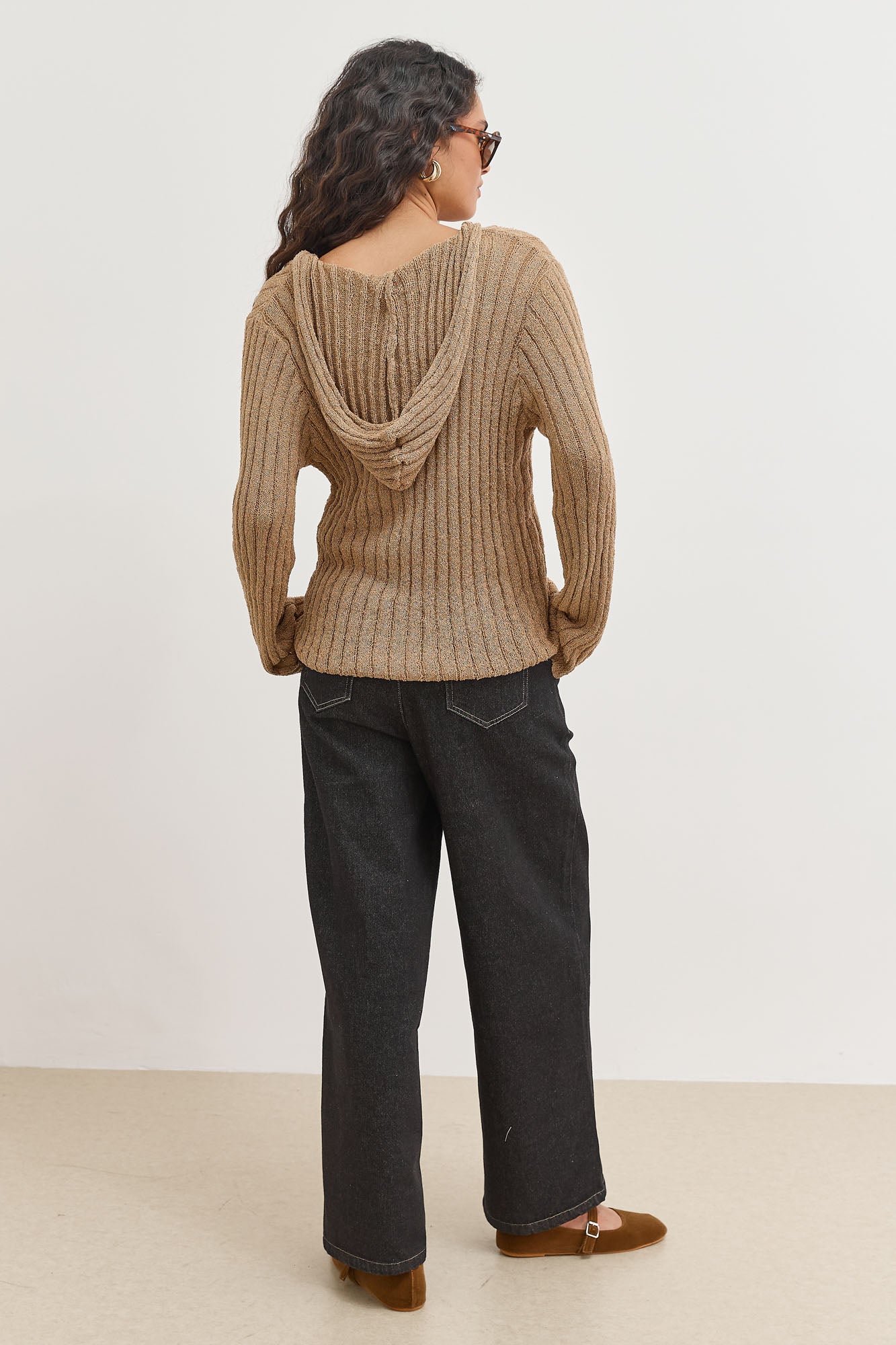 סריג קפוצ'ון טראפל בשילוב רוכסן | חום