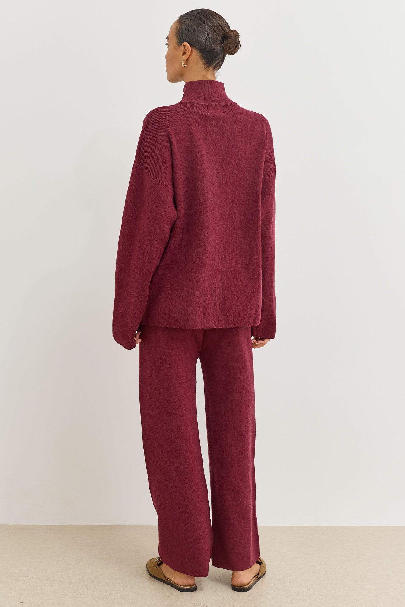 סריג בלה בשילוב רוכסן וכיסים | בורדו