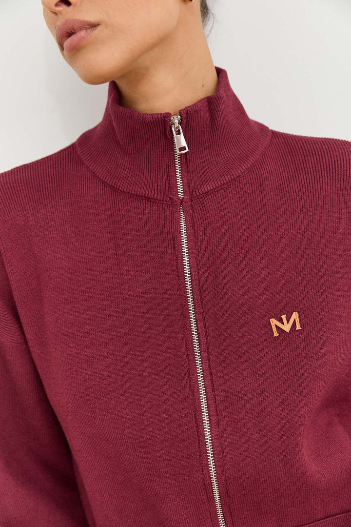 סריג בלה בשילוב רוכסן וכיסים | בורדו