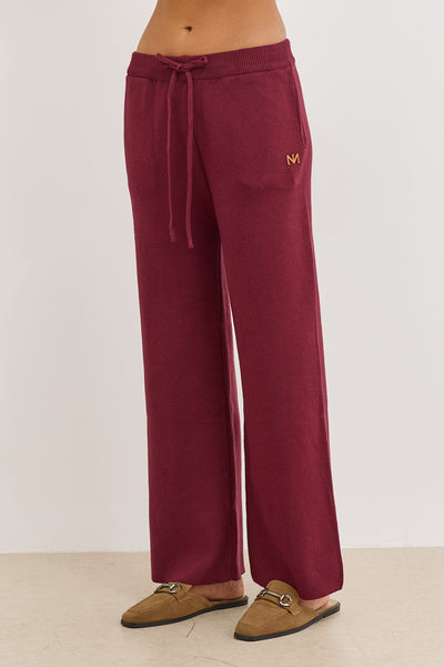 מכנסי סריג בלה בשילוב גומי | בורדו