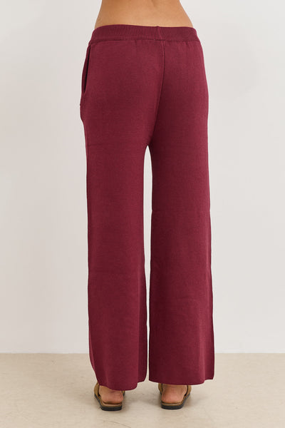 מכנסי סריג בלה בשילוב גומי | בורדו