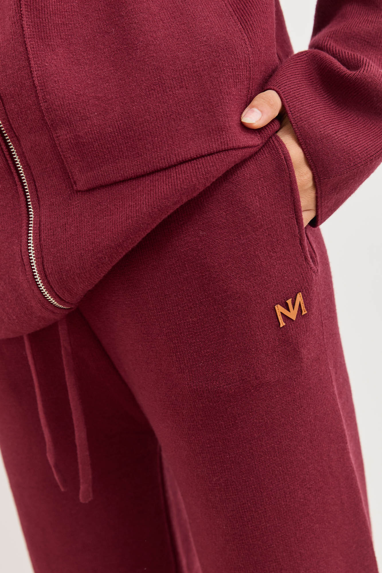 מכנסי סריג בלה בשילוב גומי | בורדו