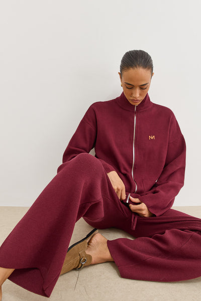 סריג בלה בשילוב רוכסן וכיסים | בורדו