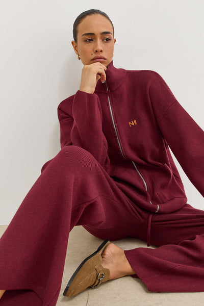 מכנסי סריג בלה בשילוב גומי | בורדו