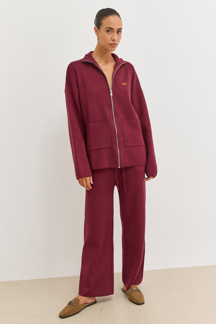 סריג בלה בשילוב רוכסן וכיסים | בורדו