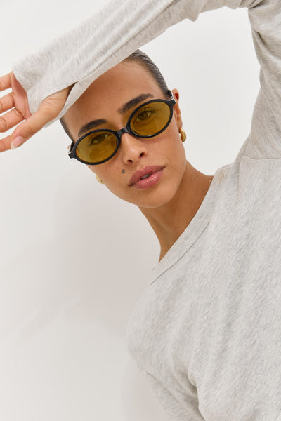 חולצת בייסיק לני שרוול כפפה | אפור בהיר