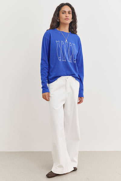 טי שירט אושן שרוול ארוך עם פרינט | כחול