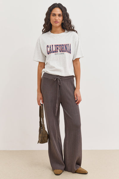 מכנסי סריג נלי טקסטורת פסים | אפור כהה