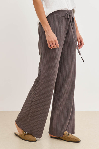 מכנסי סריג נלי טקסטורת פסים | אפור כהה