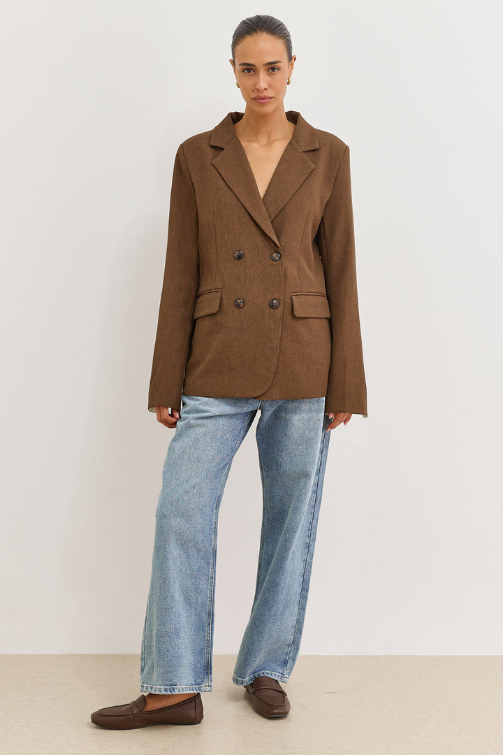 בלייזר מחויט ווינטר שרוול מתקפל | חום