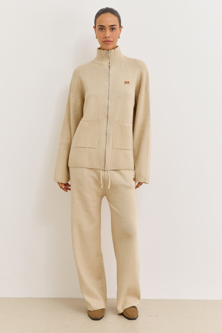 סריג בלה בשילוב רוכסן וכיסים | בז'