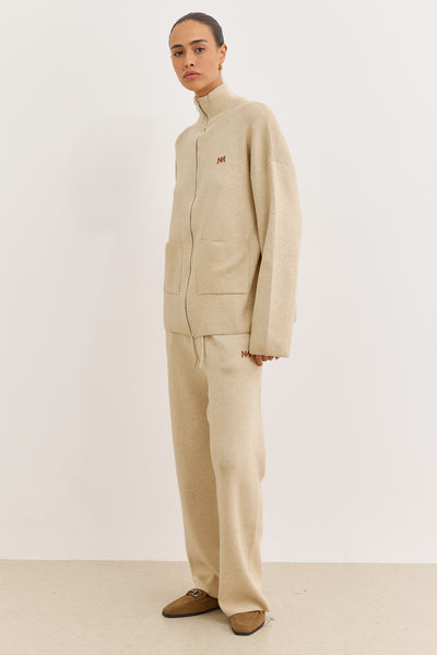 סריג בלה בשילוב רוכסן וכיסים | בז'