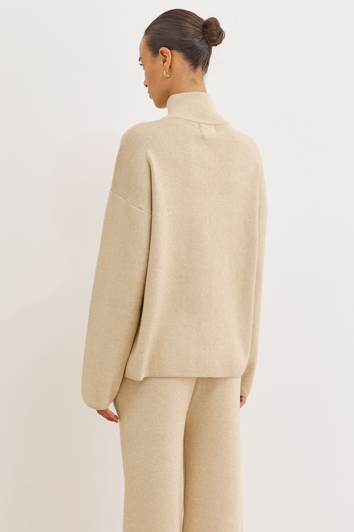 סריג בלה בשילוב רוכסן וכיסים | בז'