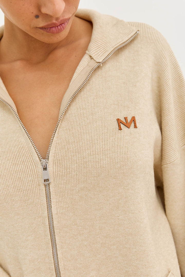 סריג בלה בשילוב רוכסן וכיסים | בז'