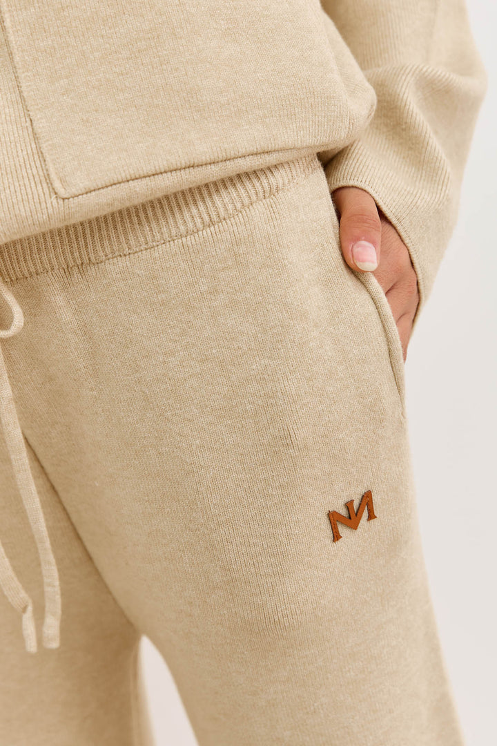 מכנסי סריג בלה בשילוב גומי | בז'