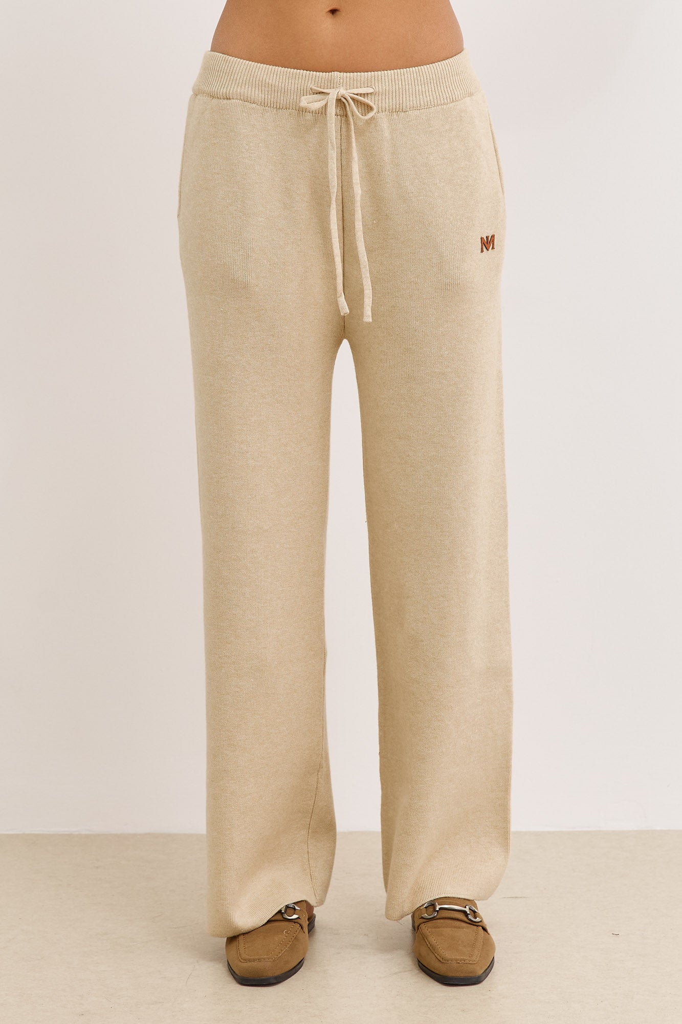 מכנסי סריג בלה בשילוב גומי | בז'