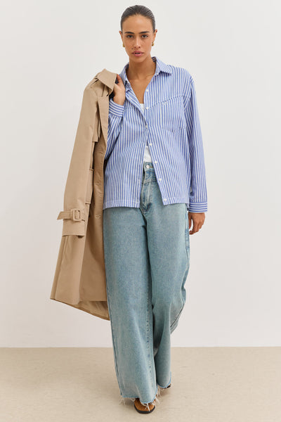 מכופתרת קלייר סטרייפס | כחול/לבן