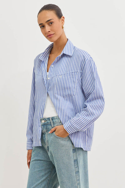 מכופתרת קלייר סטרייפס | כחול/לבן