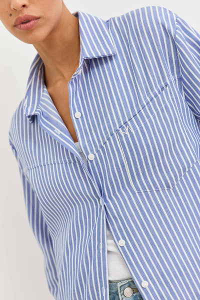 מכופתרת קלייר סטרייפס | כחול/לבן