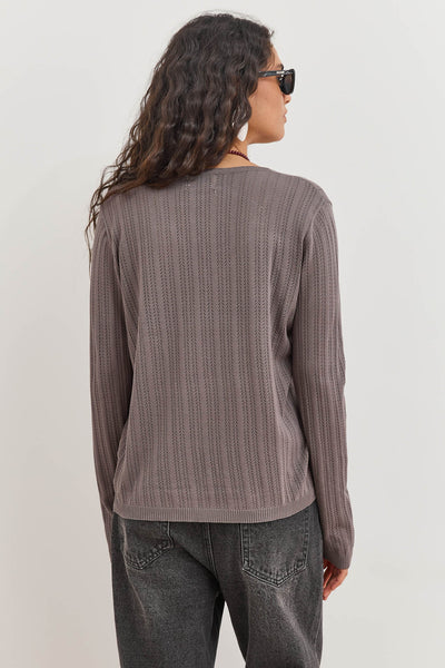 PRE-ORDER חולצת סריג ריק עם טקסטורה | אפור כהה