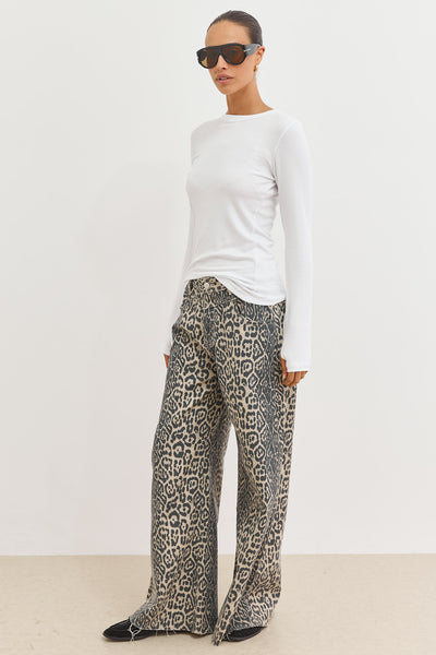 חולצת ריב אנג'י שרוולי כפפה | לבן