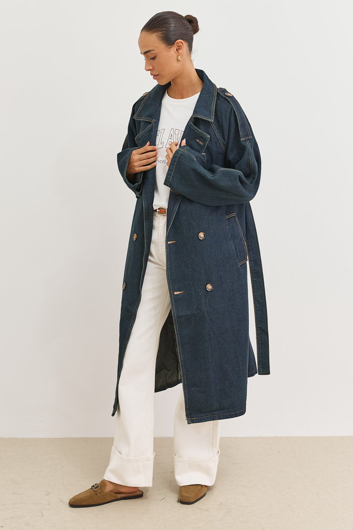 מעיל דנים טראנץ' ג'רמי ארוך | ג'ינס