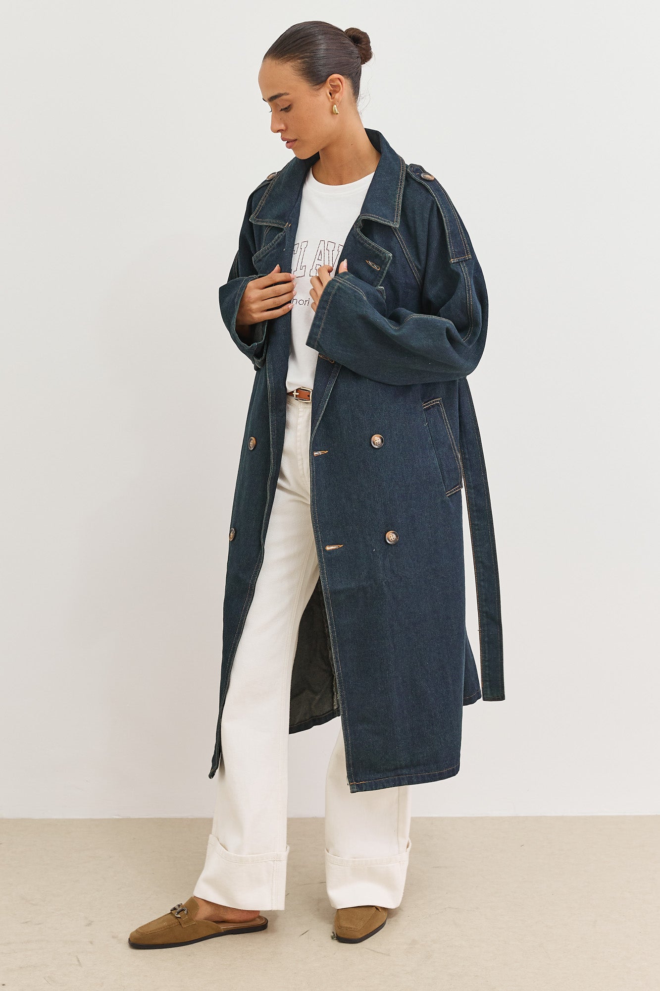 מעיל דנים טראנץ' ג'רמי ארוך | ג'ינס