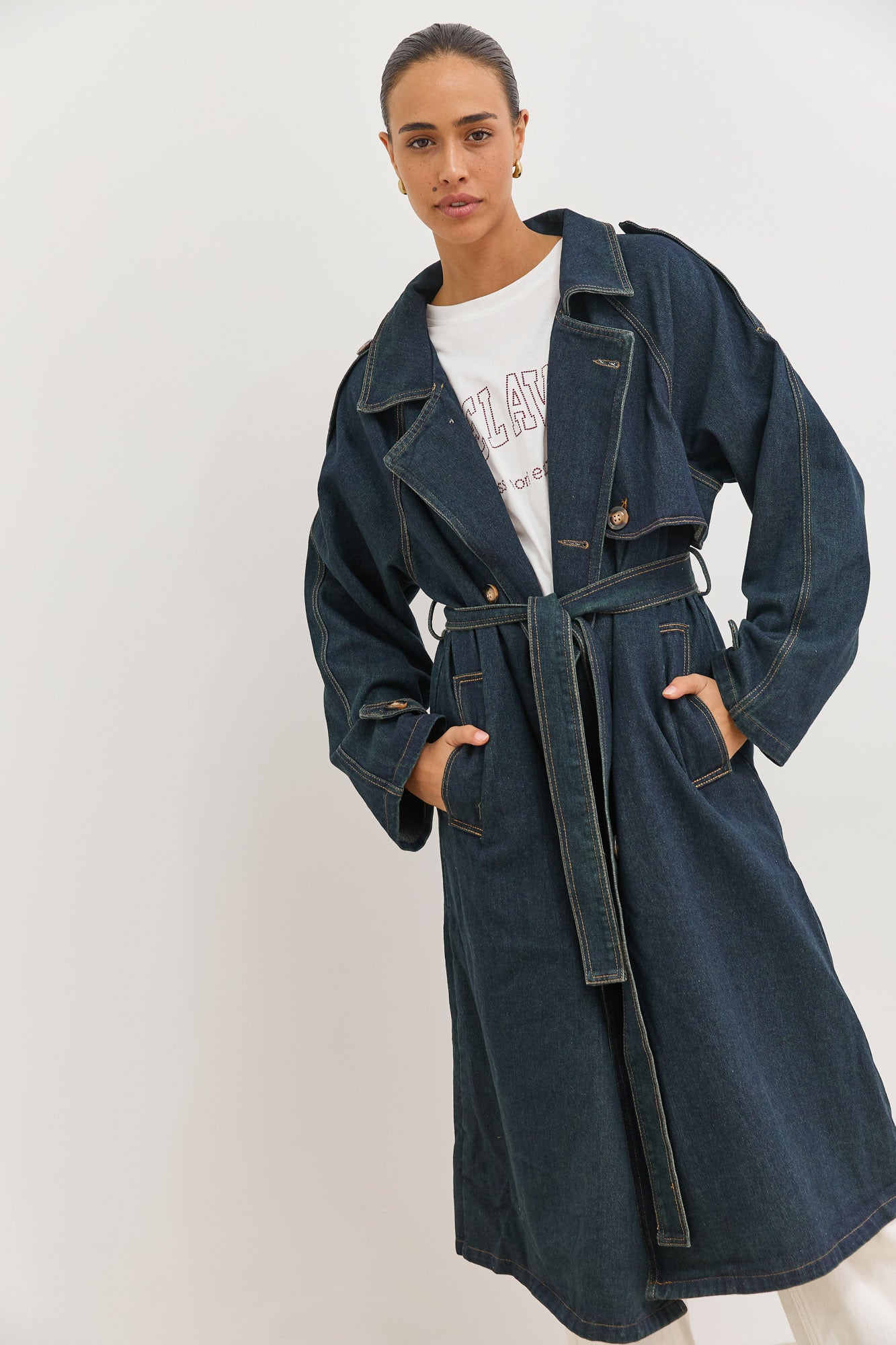 מעיל דנים טראנץ' ג'רמי ארוך | ג'ינס