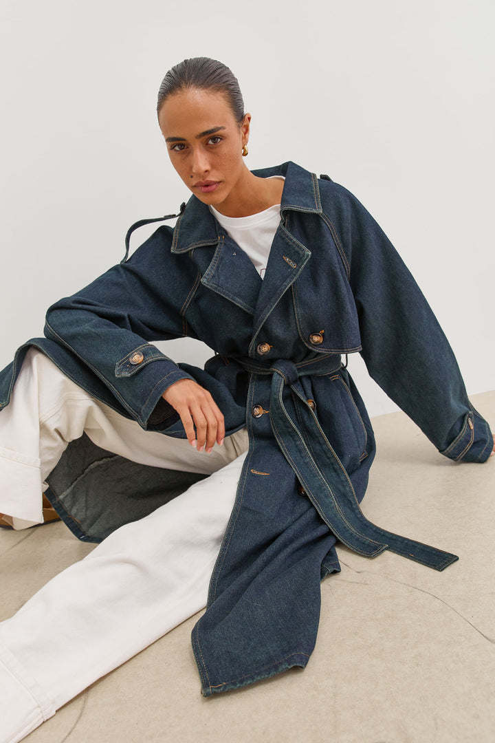 מעיל דנים טראנץ' ג'רמי ארוך | ג'ינס