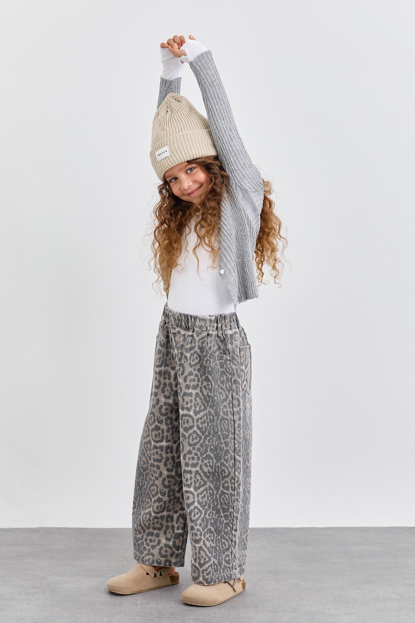 מכנסי ג'ינס לאופרד בד משופשף | מנומר