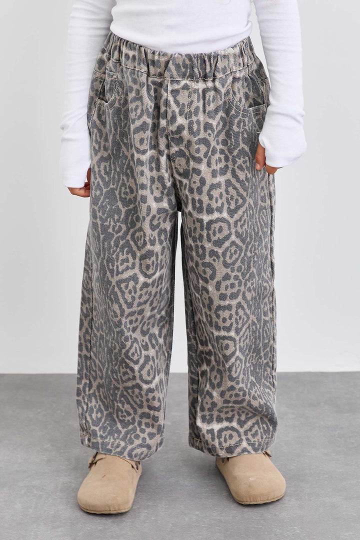 מכנסי ג'ינס לאופרד בד משופשף | מנומר