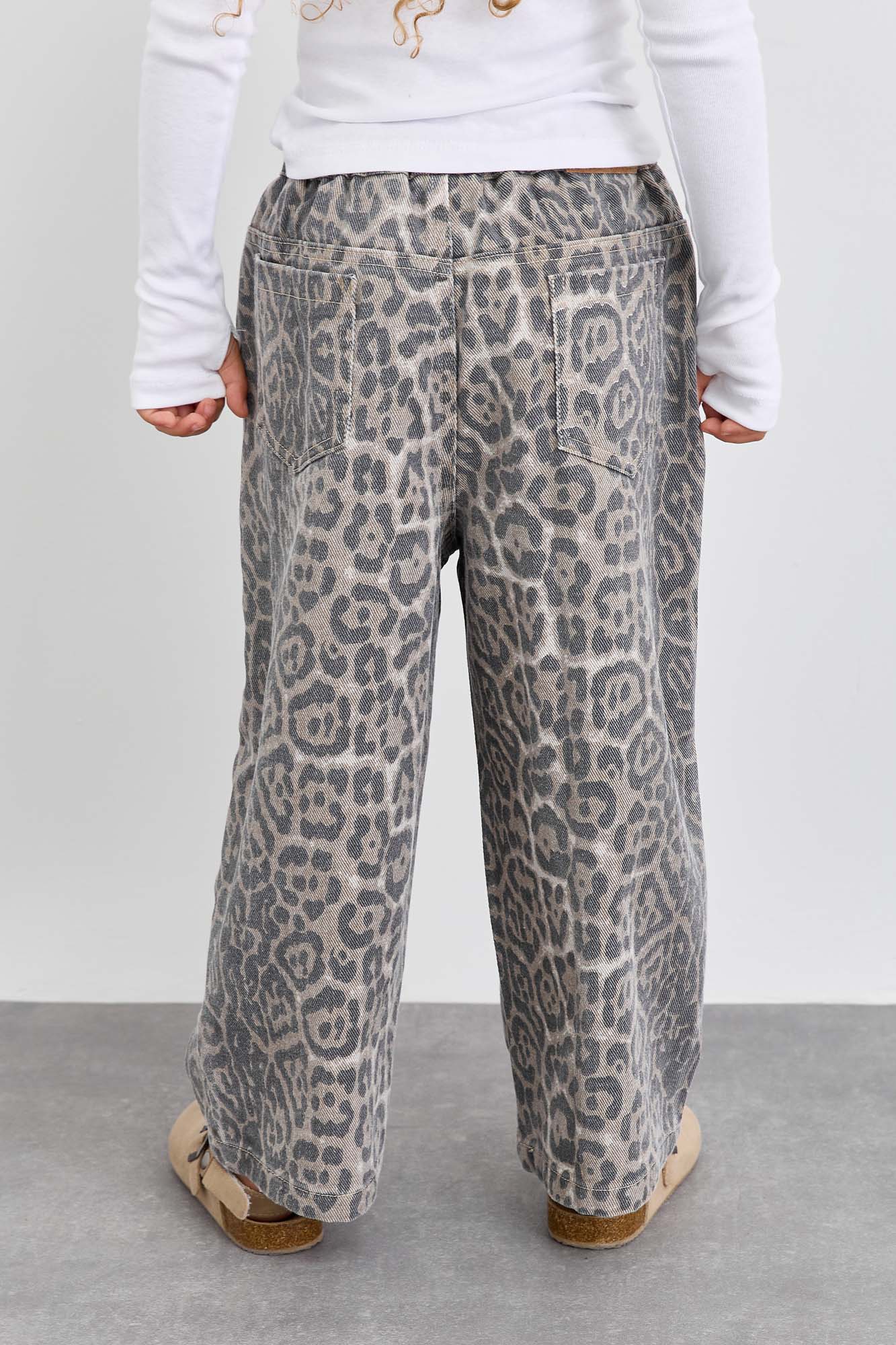 מכנסי ג'ינס לאופרד בד משופשף | מנומר