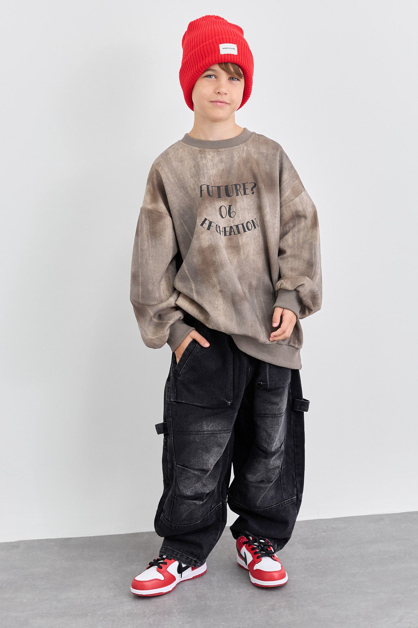 ג'ינס דגמ"ח משופשף עם גומי | שחור