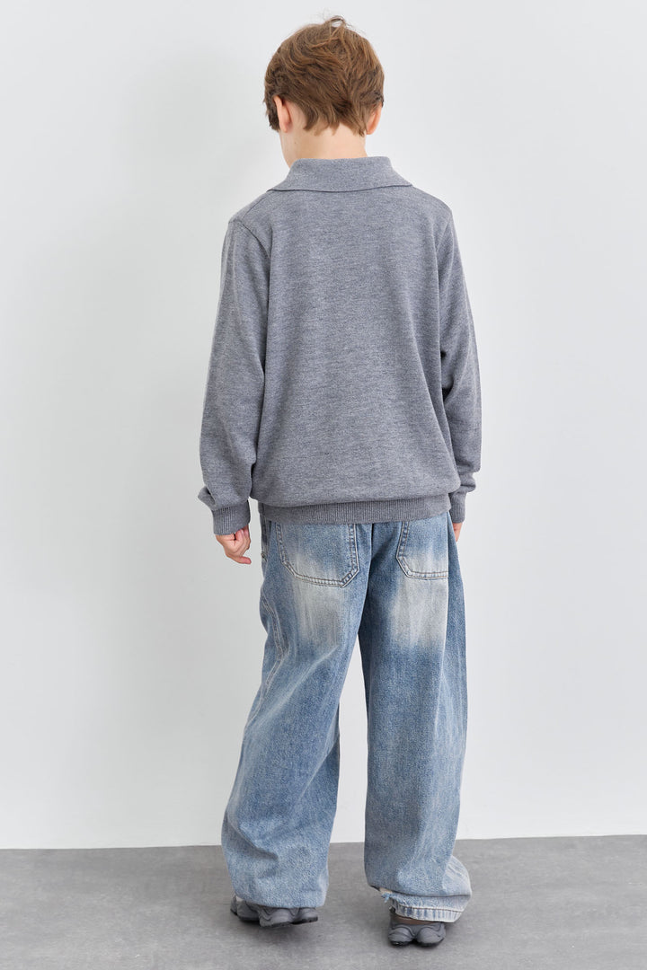 ג'ינס בויז בגזרה ישרה עם תפר מובלט | ג'ינס