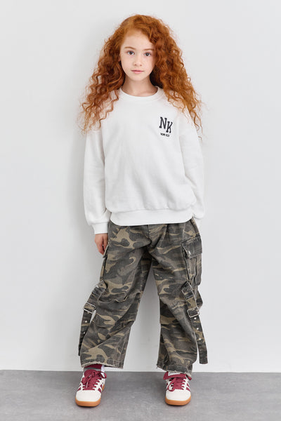 סווישירט פרנץ' טרי NK בשילוב פאץ' | לבן